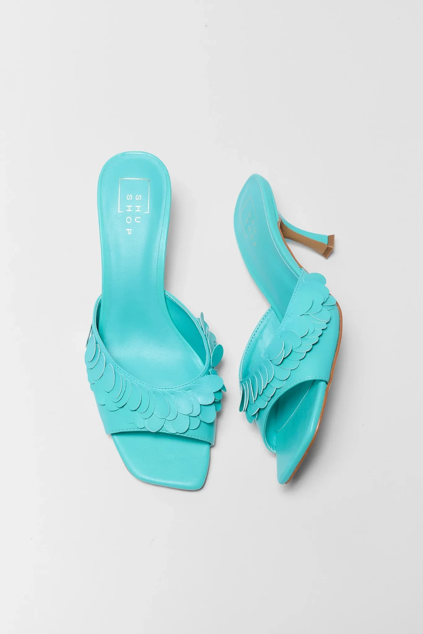 Grace Turquoise Textured Kitten Heels | Avara