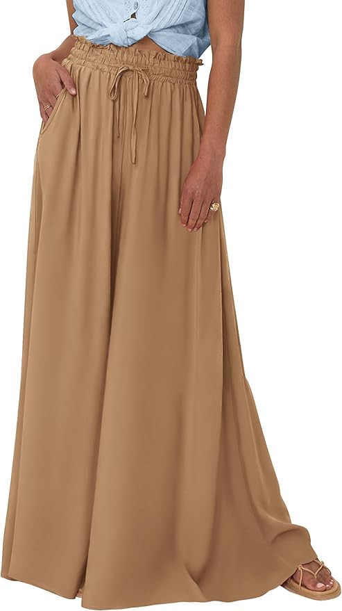 PRETTYGARDEN Women's 2025 Summer Wide Leg Palazzo Pants High Waisted Flowy Pockets Trendy Casual ... | Amazon (US)