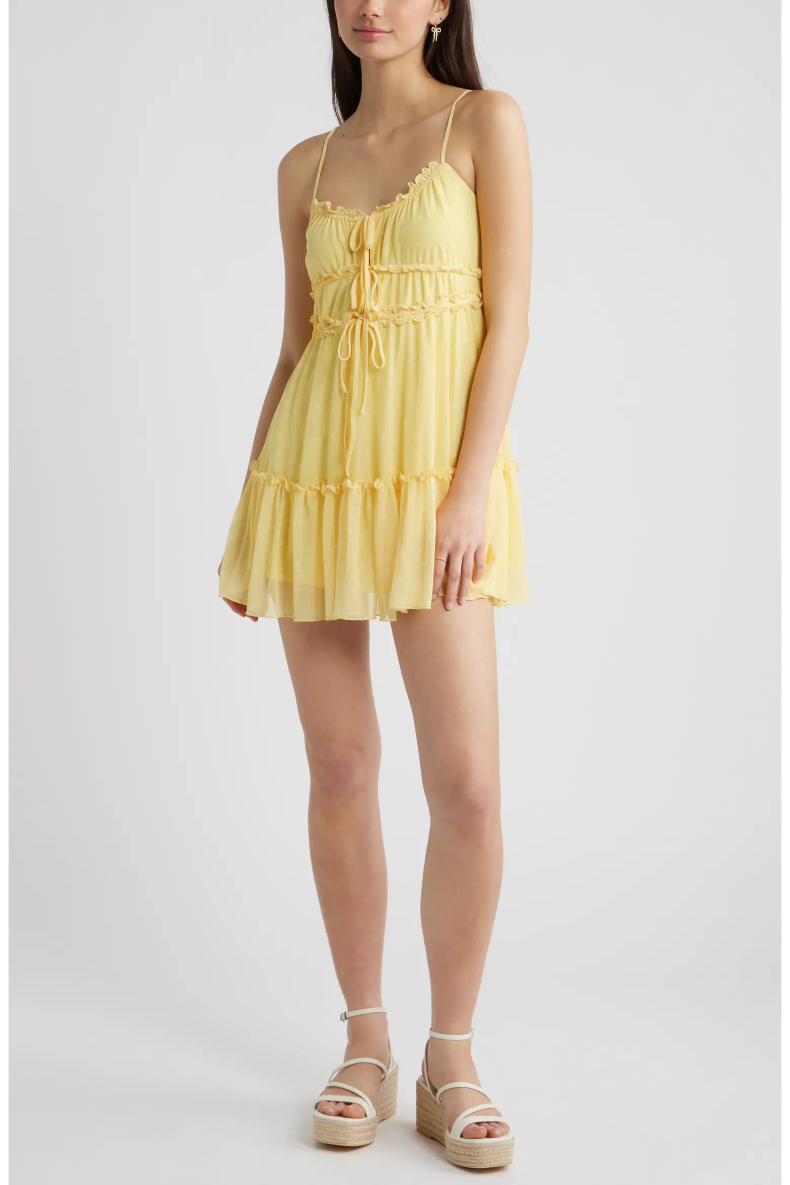 Ruffle Tie Front Tiered Mini Sundress (Women) | Nordstrom | Nordstrom