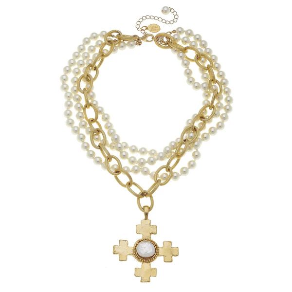 Quad Cross Multi-Strand Pearl Necklace | Susan Shaw
