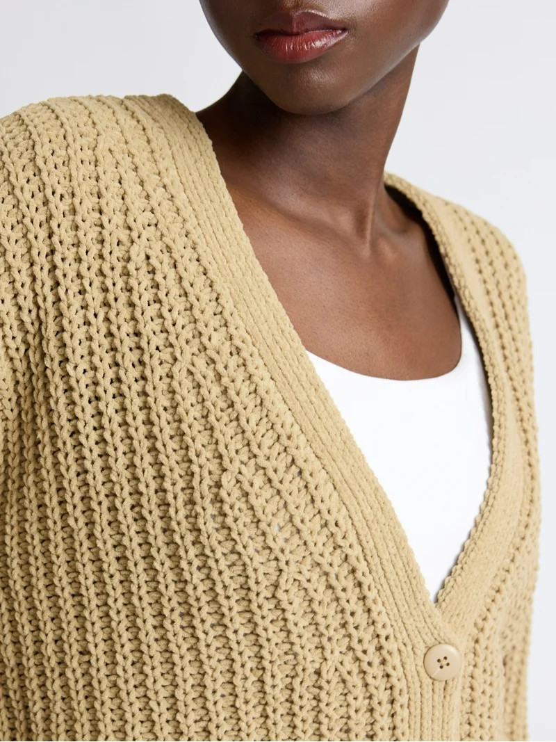 Scoop Women's Oversized Ribbed Cardigan Sweater, Midweight, Sizes XS-XXL | Walmart (US)