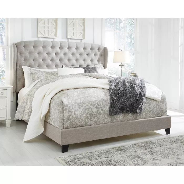 King Jerary Winged Upholstered Bed Gray - Signature Design by Ashley | Target