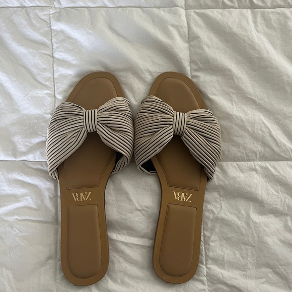 Zara striped bow sandals | Poshmark