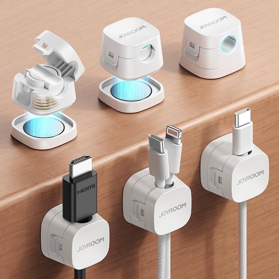 JOYROOM Detachable Magnetic Cord Organizer w/Secure Snap-Lock, 2-in-1 Adhesive& Magnetic Cable Cl... | Amazon (US)