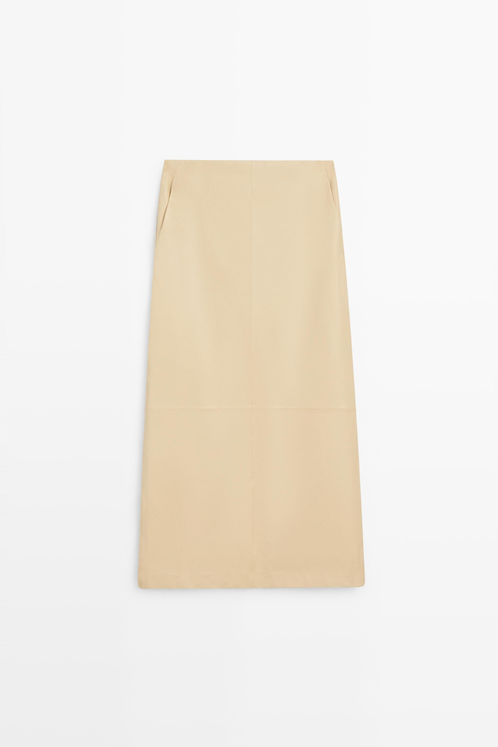 Nappa leather midi skirt | Massimo Dutti UK