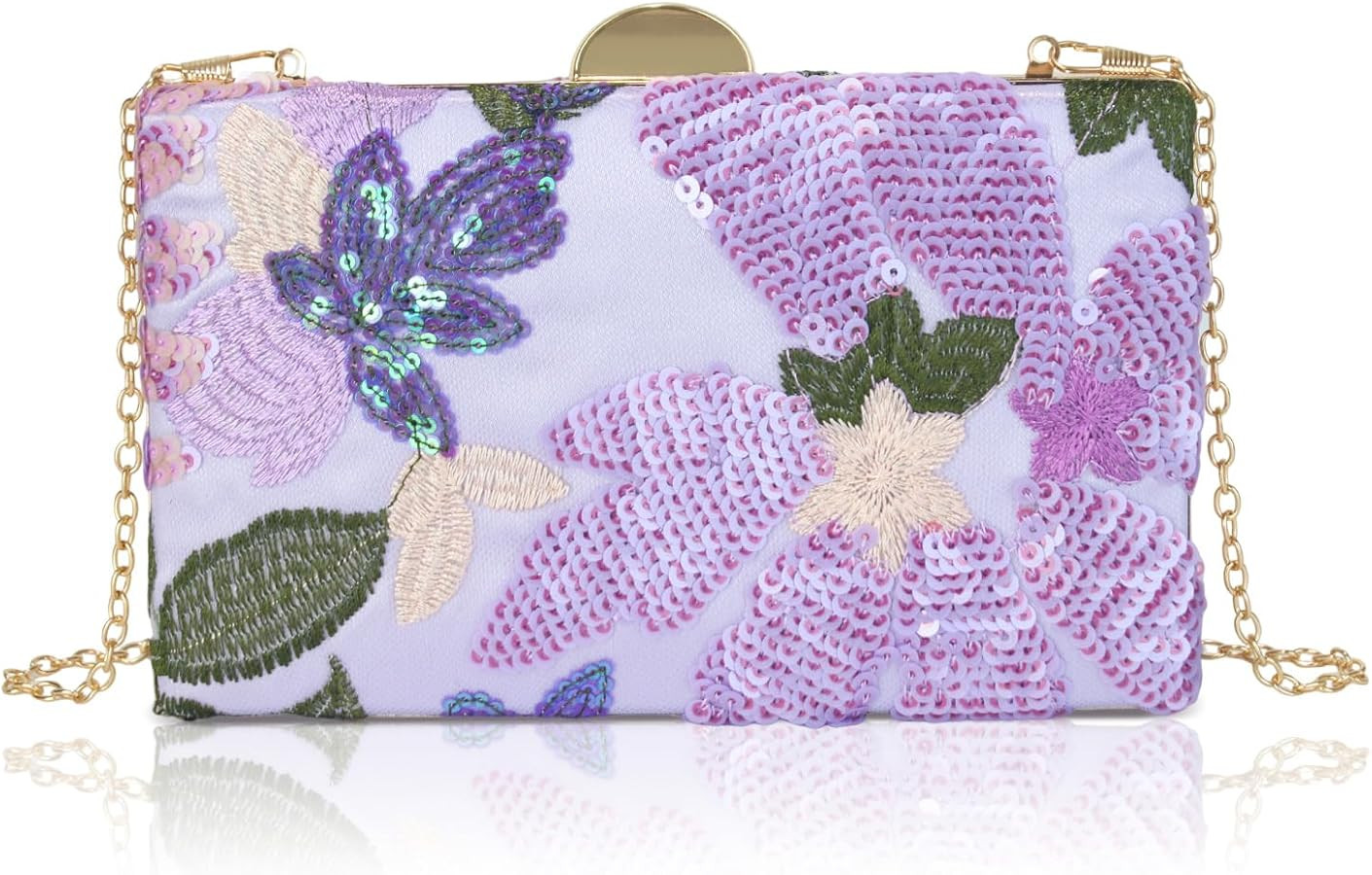 Embroidered Sequin Clutch Purse for Women,Elegant Floral Beaded Evening Bag,Wedding Guest Purse,S... | Amazon (US)
