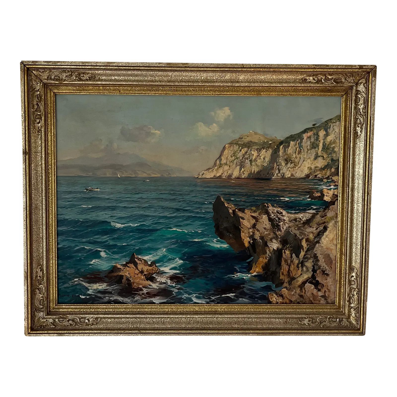 "Capri Seascape" Oil Painting by Fulvio Di Sorrento | Chairish