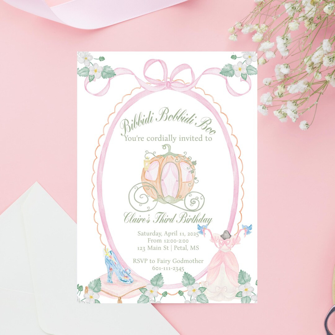 Classic Watercolor Cinderella Birthday Invitation | Princess Party Instant Download | Editable Fa... | Etsy (US)