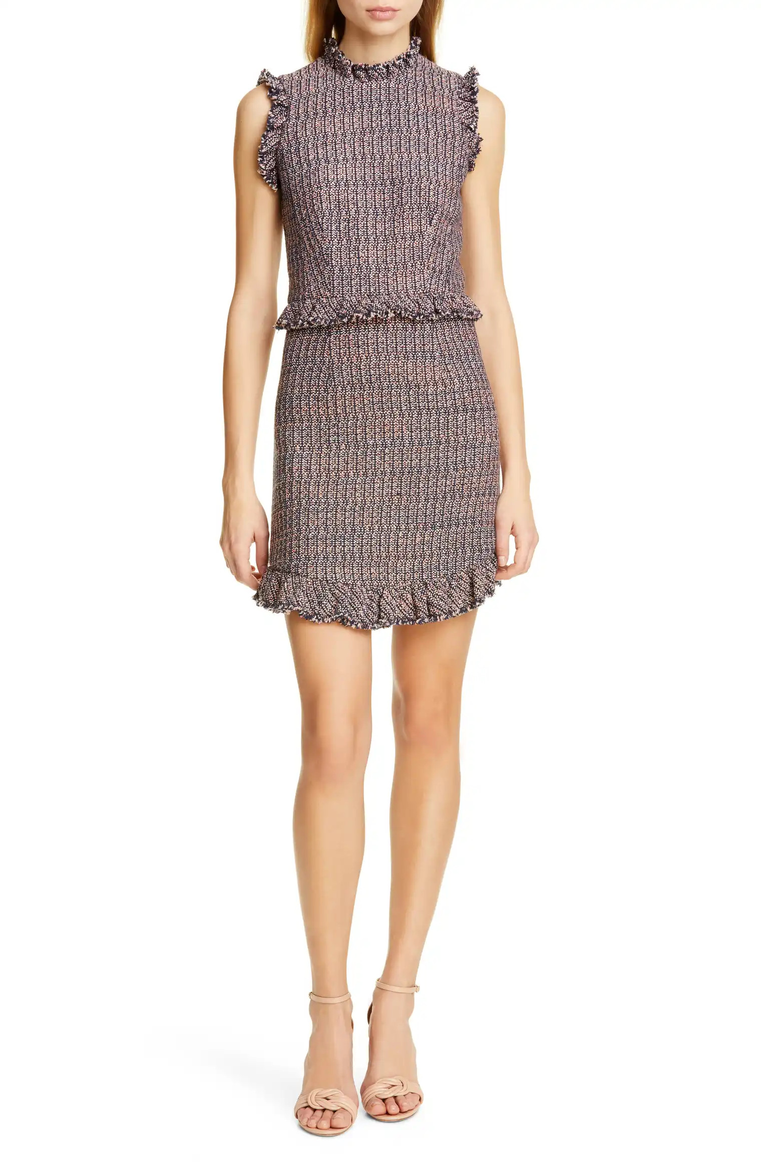 Rebecca Taylor Frayed Ruffle Tweed Dress | Nordstrom | Nordstrom