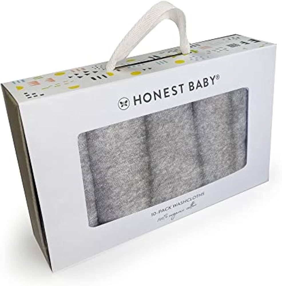 HonestBaby 10-Pack Organic Cotton Baby-Terry Wash Cloths, Gray Heather, One Size | Amazon (US)