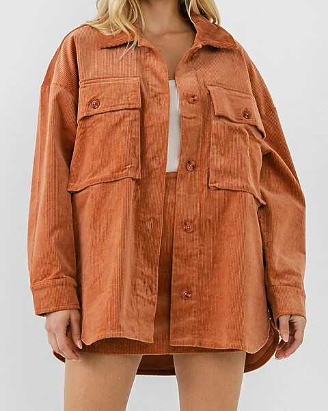 Grey Lab Corduroy Oversized Jacket | Express