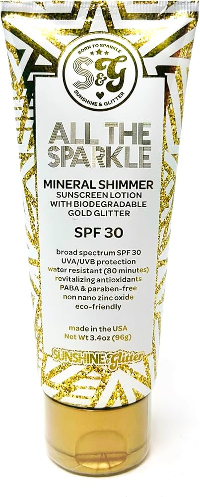 Sunshine & Glitter | ALL THE SPARKLE | Biodegradable GLITTER & MINERAL SHIMMER SUNSCREEN SPF 30 |... | Amazon (US)