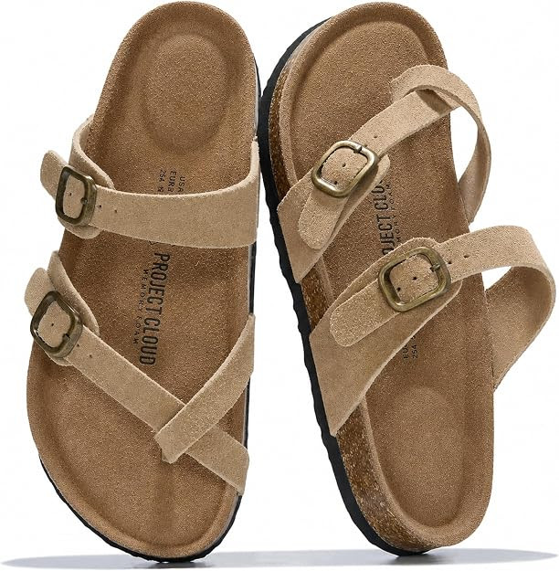 Project Cloud 100% Genuine Leather Womens Sandals Slides for Women (Lian) | Sandals Women Memory ... | Amazon (US)