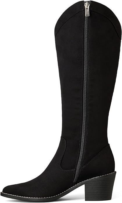 DREAM PAIRS Womens Cowboy Boots, Western Cowgirl Pull On Zipper Chunky Heel Pointed Toe Knee High... | Amazon (US)
