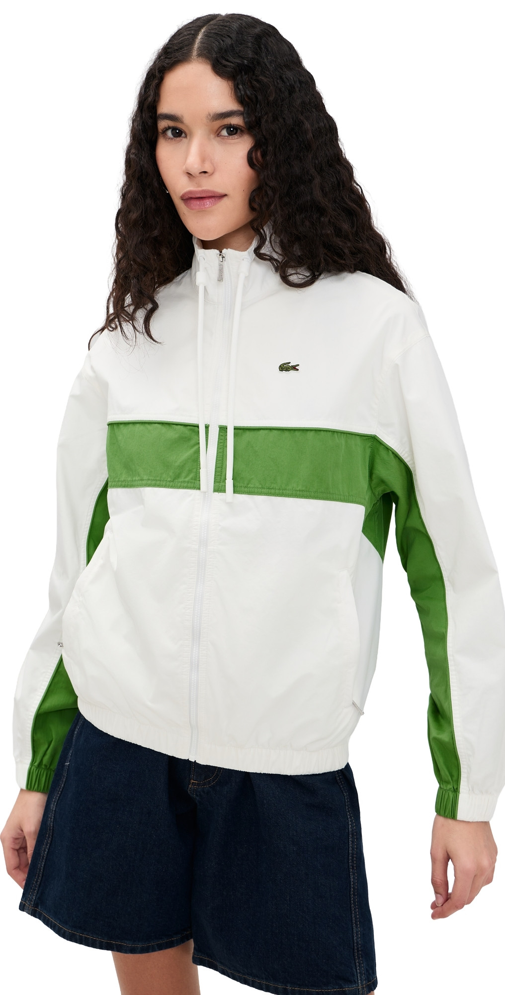 Lacoste Relaxed Fit Track Jacket Flour/Billiard Green 4 | Shopbop