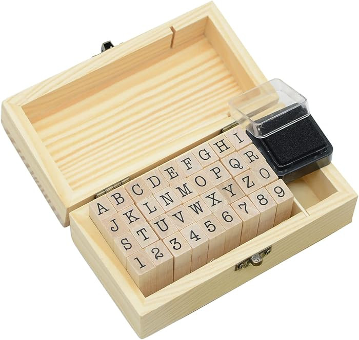 Pack of 36 Pcs Small Wooden Rubber Stamps 0.2 Inch of Letter and Number for DIY Craft Card and Ph... | Amazon (US)