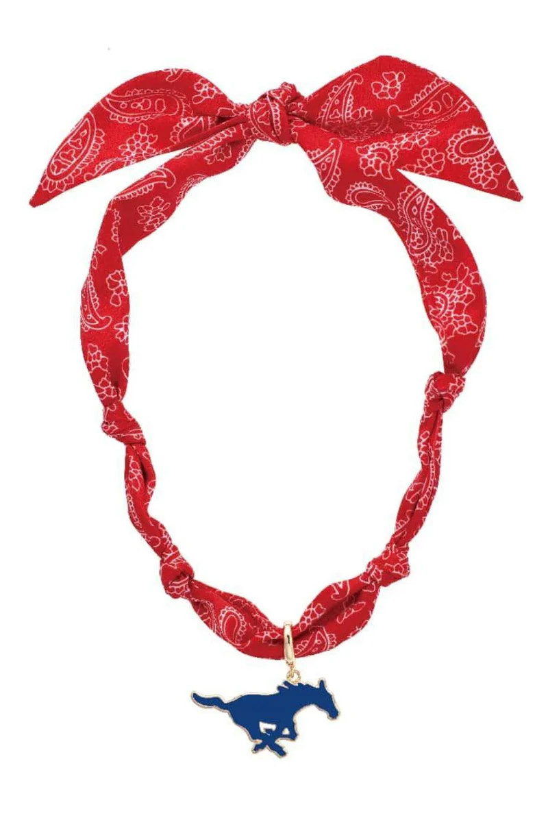 PREORDER 9/15: SMU Mustangs Logo Bandana Scarf Necklace | CANVAS