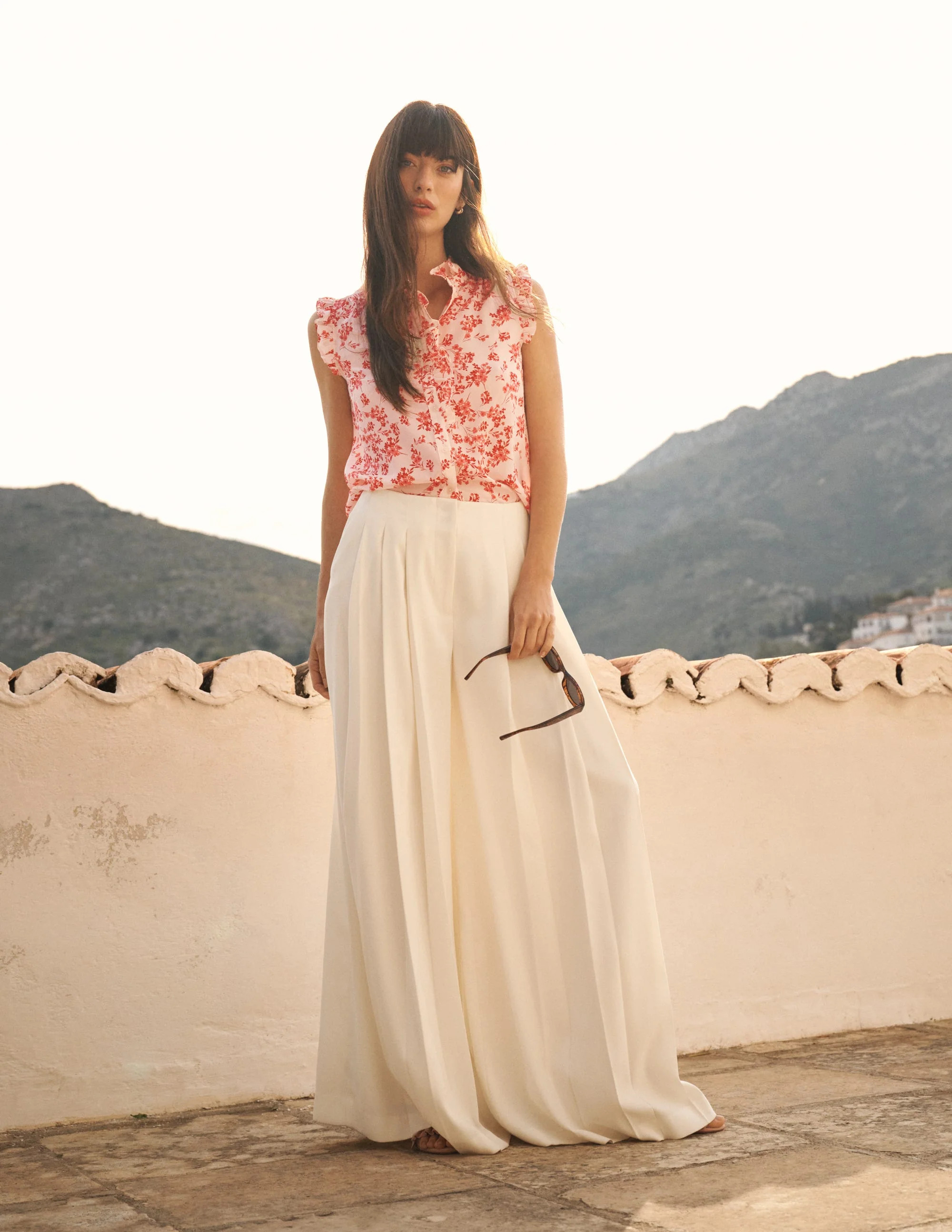 Regent Wide Leg Trousers-Ivory | Boden UK