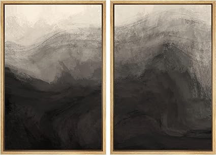 MUDECOR Framed Canvas Print Wall Art Set Monochrome Mountain Landscape Illustrations Modern Art D... | Amazon (US)