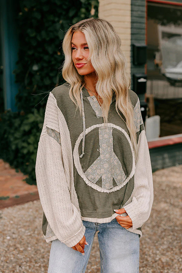 Peaceful Moment Knit Hoodie in Olive | Impressions Online Boutique