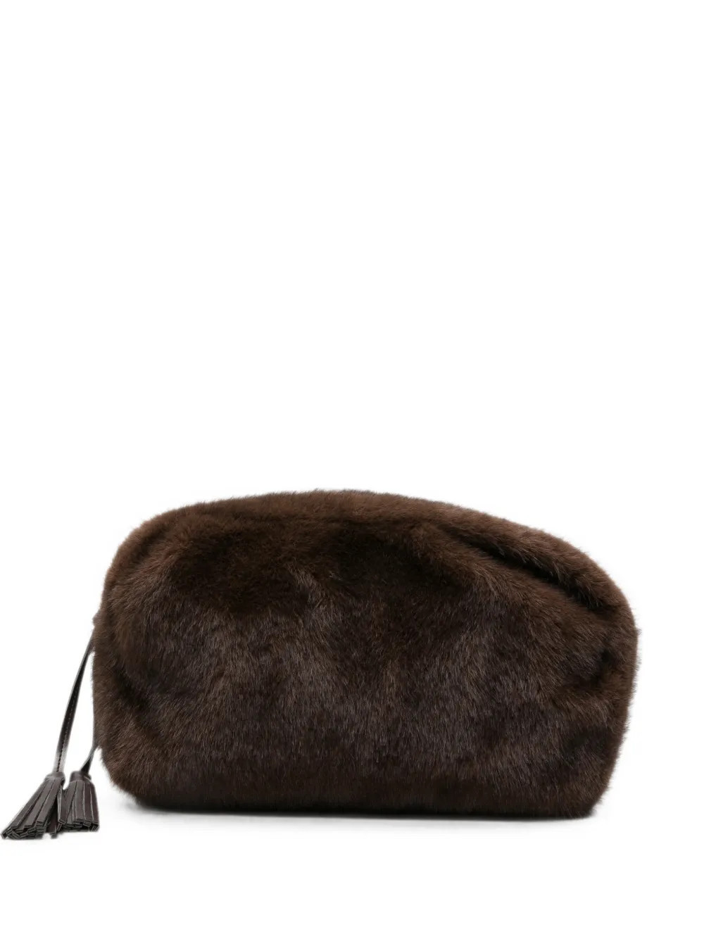 P.A.R.O.S.H. tassel-detail faux-fur clutch bag - Brown | Farfetch Global