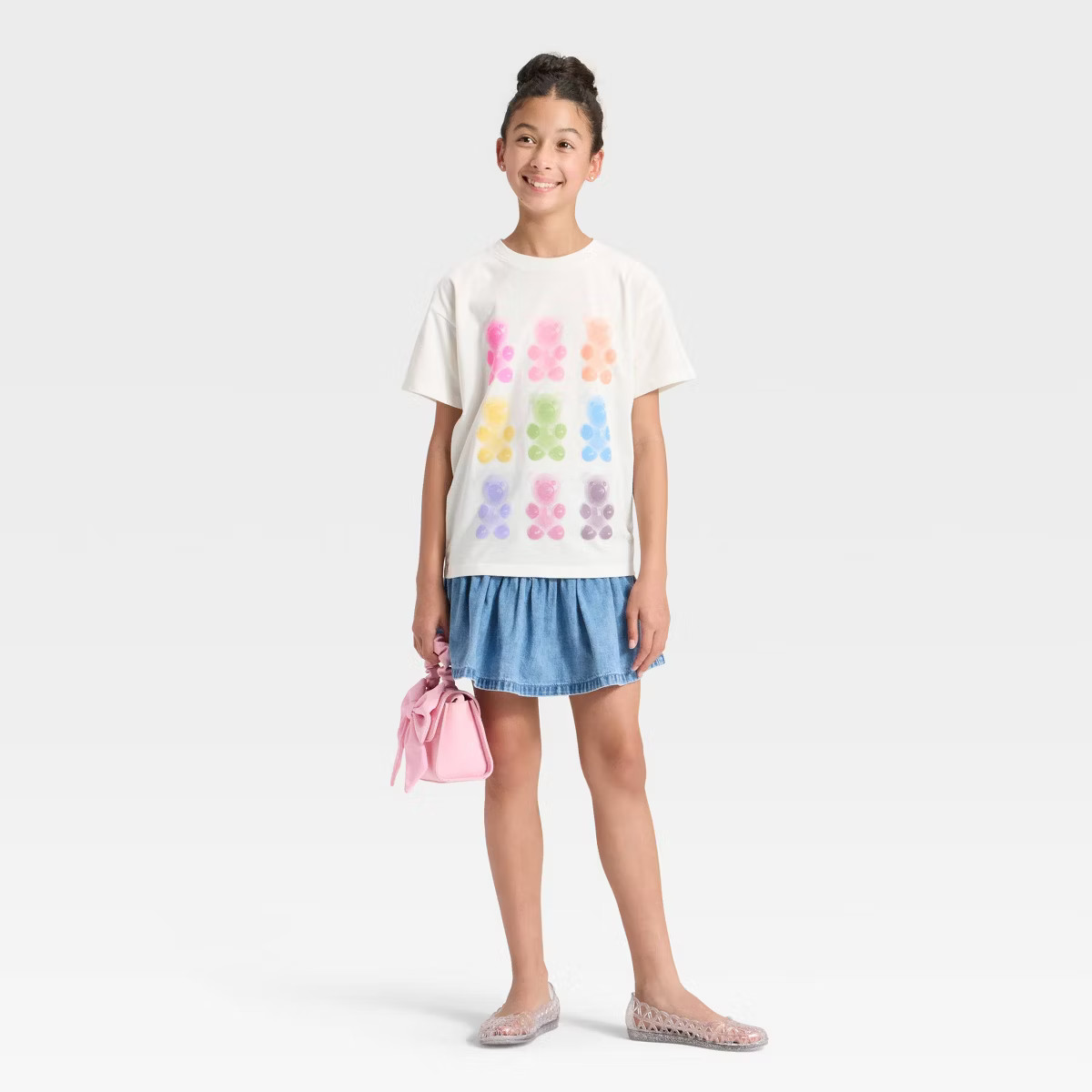 Girls' Short Sleeve Oversized Gummy Bears Graphic T-Shirt - Cat & Jack™ Cream | Target