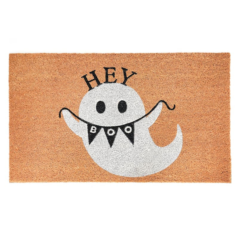 Hey Boo Ghost Coir Mat, 18x30 | At Home