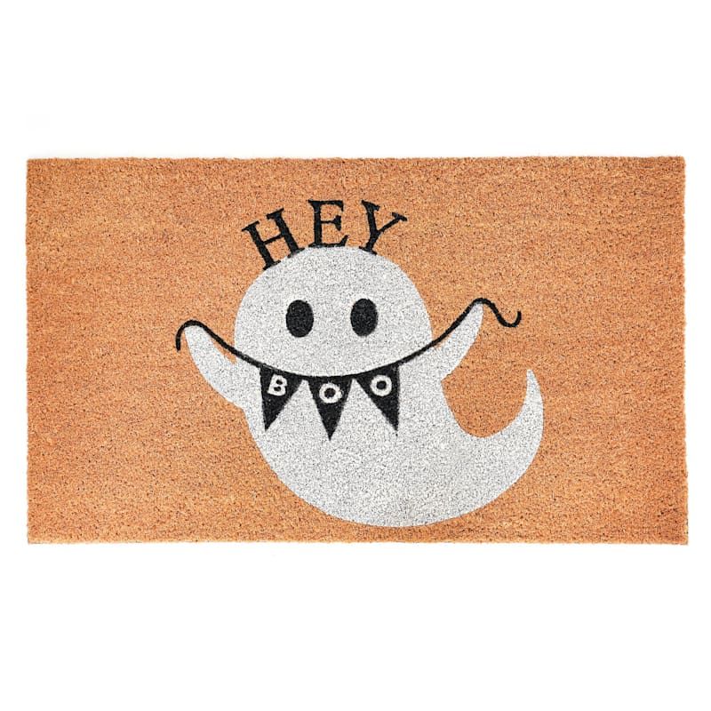 Hey Boo Ghost Coir Mat, 18x30 | At Home