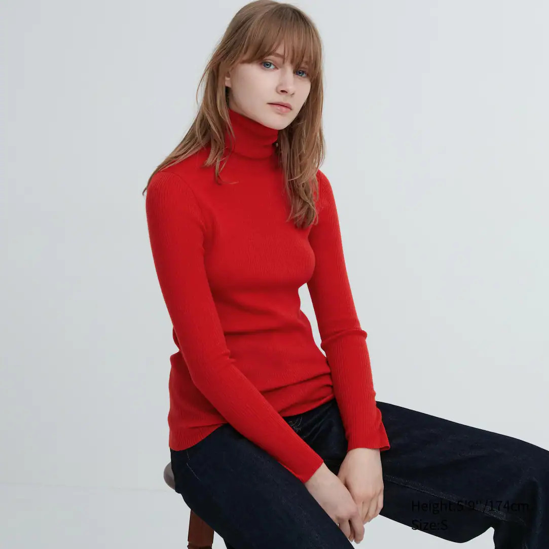 Gerippter 100 % Extra feine Merinowolle Rollkragenpullover | UNIQLO (DE)