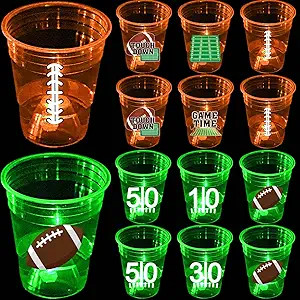 mishunyus 24 Pcs Glow Football Cups Decorations, Superbowl Party Decorations, Tailgate Events for... | Amazon (US)