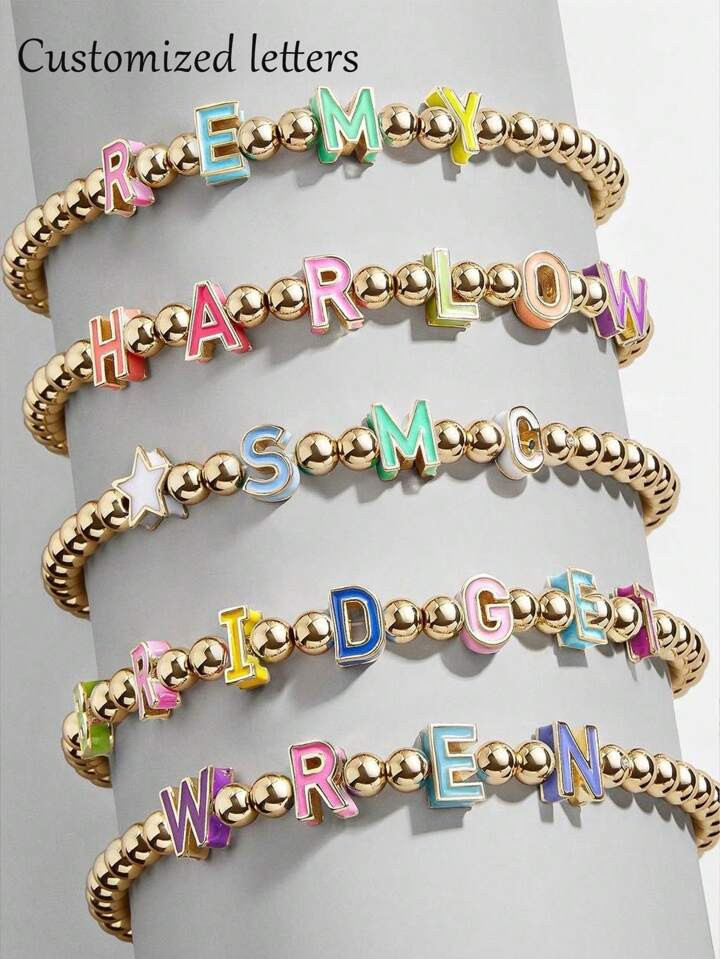 1pc Personalized Name, Letter, Text Love Pearl Bracelet | Stackable Bracelet | Custom Name Bracel... | SHEIN