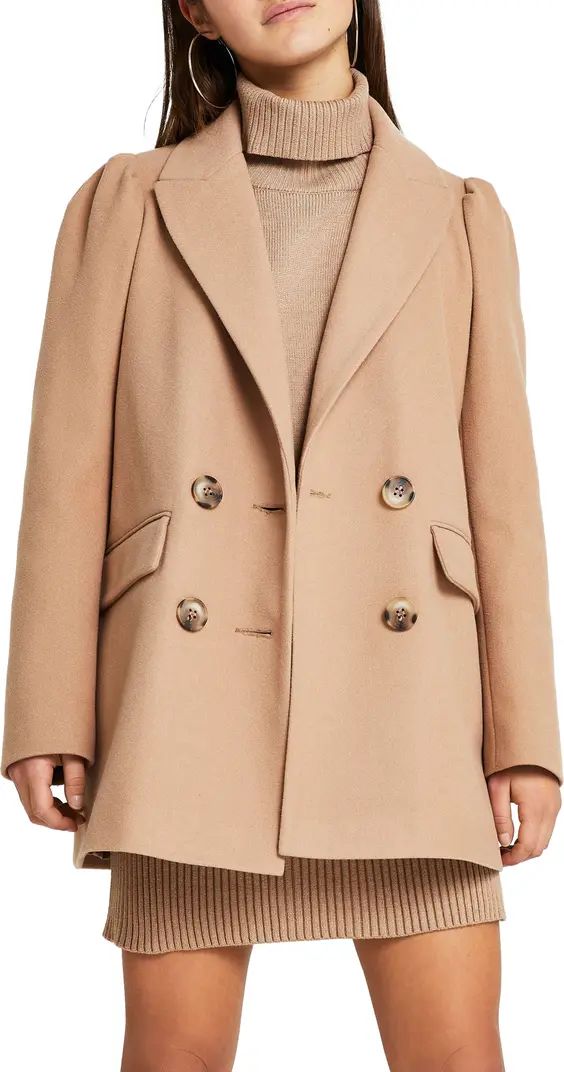 River Island Puff Sleeve Double Breasted Blazer | Nordstrom | Nordstrom