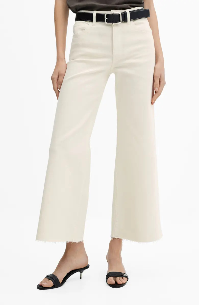 MANGO Sharon Raw Hem High Waist Ankle Culotte Jeans | Nordstrom | Nordstrom