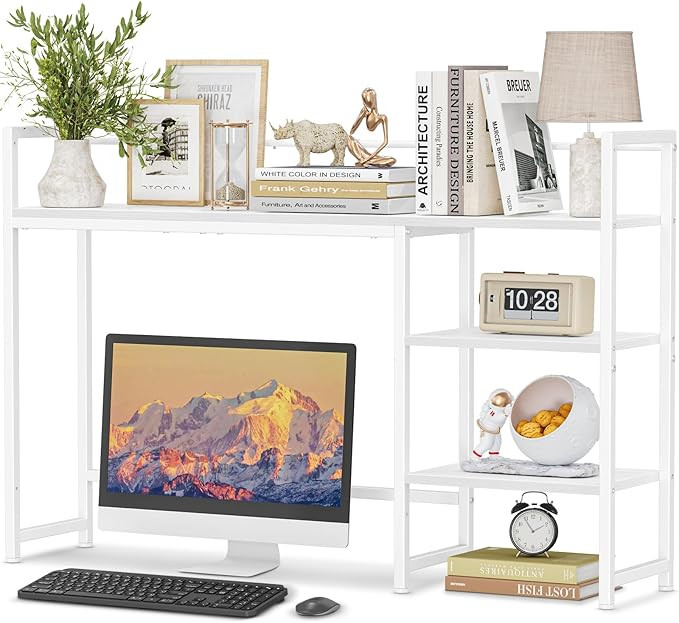 Snughome Desk Shelf, 44.9" Large Desktop Organizer Shelf, Desk Hutch for Monitor, 4 Tier Display ... | Amazon (US)