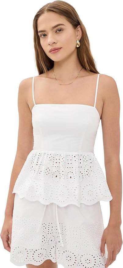 Susana Monaco Women's Embroidered Poplin Peplum Top | Amazon (US)