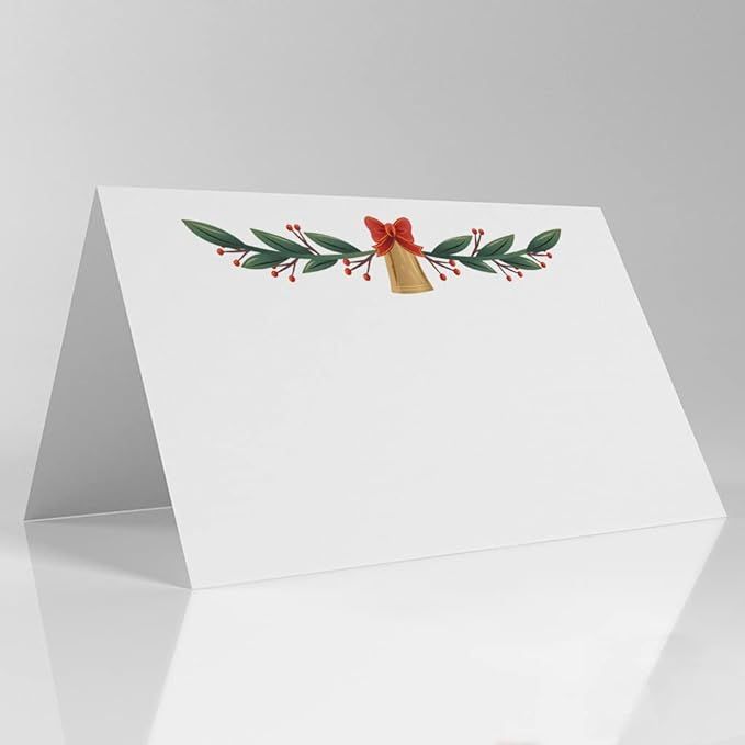 25 Christmas Place Cards Foldable Tent Cards Seating (3.5 x 2 in), Table Name Cards for Christmas... | Amazon (US)