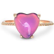 Fun Jewels Minimalist Rose Gold Heart Mood Ring Crystal Color Change Stone Size Adjustable for Wo... | Amazon (US)