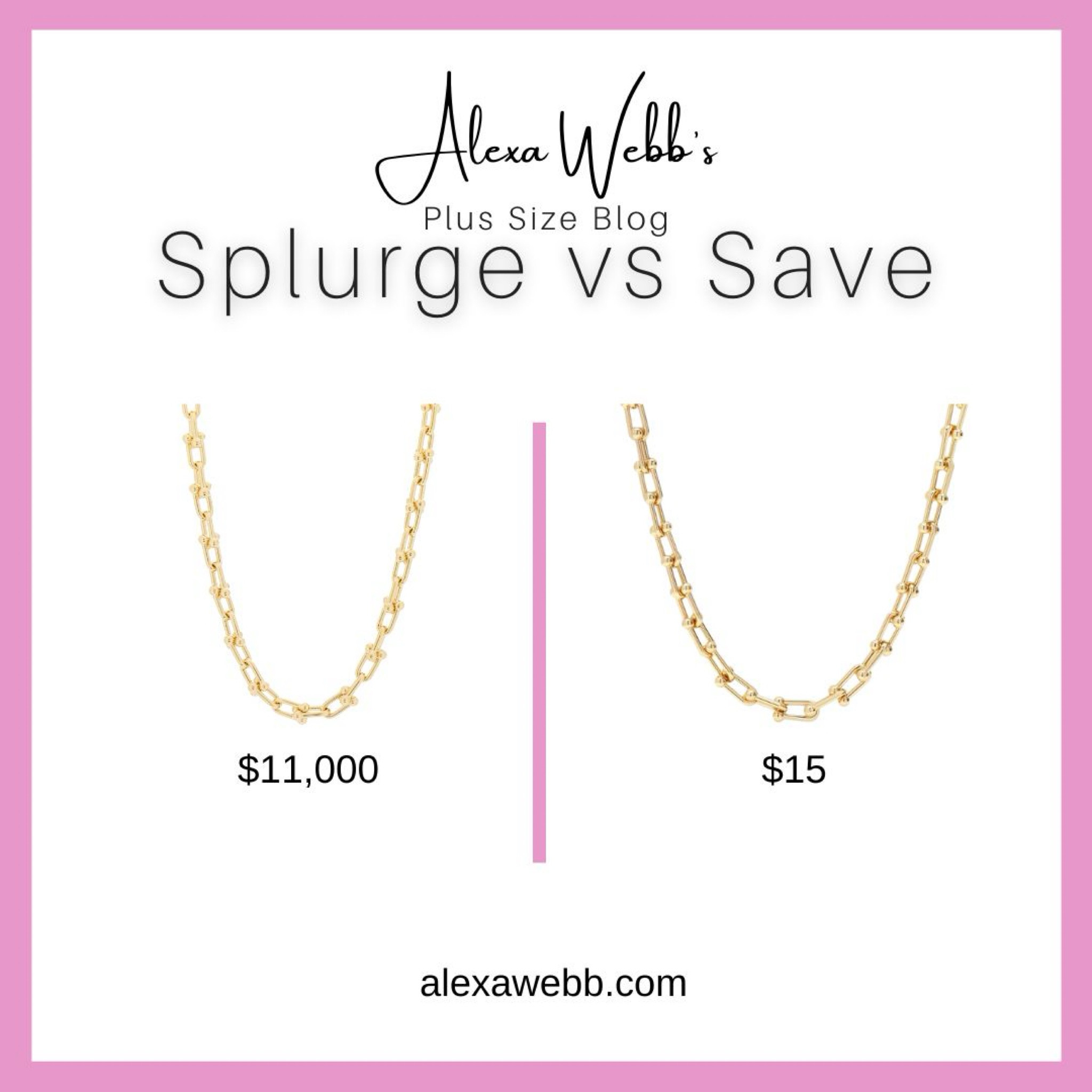 Gold Hardware Link Necklace: Splurge Vs.   Save #plussize by Alexa Webb

#LTKStyleTip #LTKOver40 #LTKPlusSize