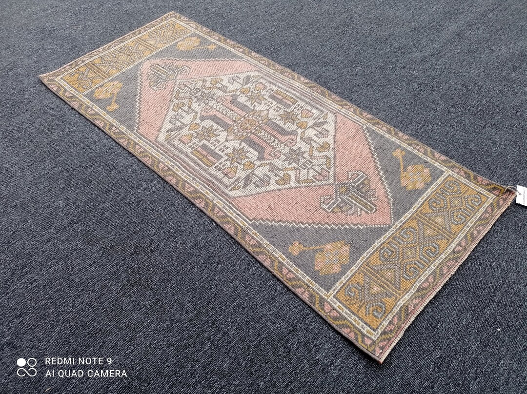 2x5 Oushak Mats, 2x5turkish Mats, 1'10x4'6 Pink-yellow Rug, Vintage Mats, Office Mats, Bathroom M... | Etsy (US)
