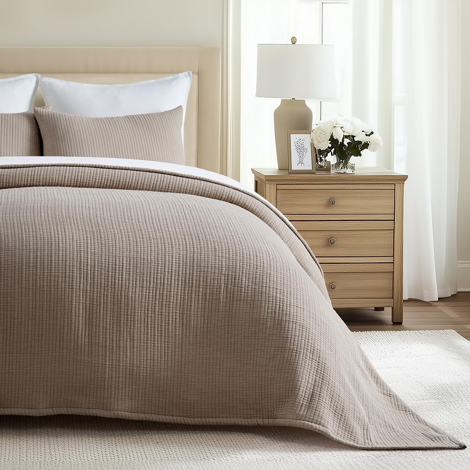 EVERGRACE Cotton Gauze Full Queen Bedspread, Ultra Soft Prewashed Pick Stitch Matelassé Coverlet... | Amazon (US)