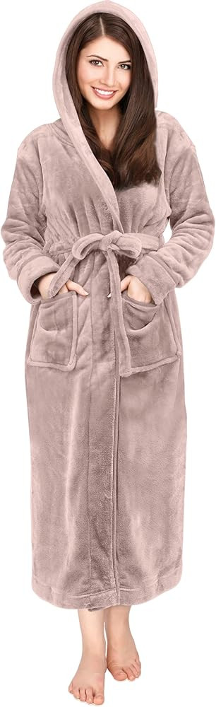 NY Threads Premium Womens Robe with Hood, Plush Fleece Long Bath Robe for Women, Fluffy Soft Wome... | Amazon (US)