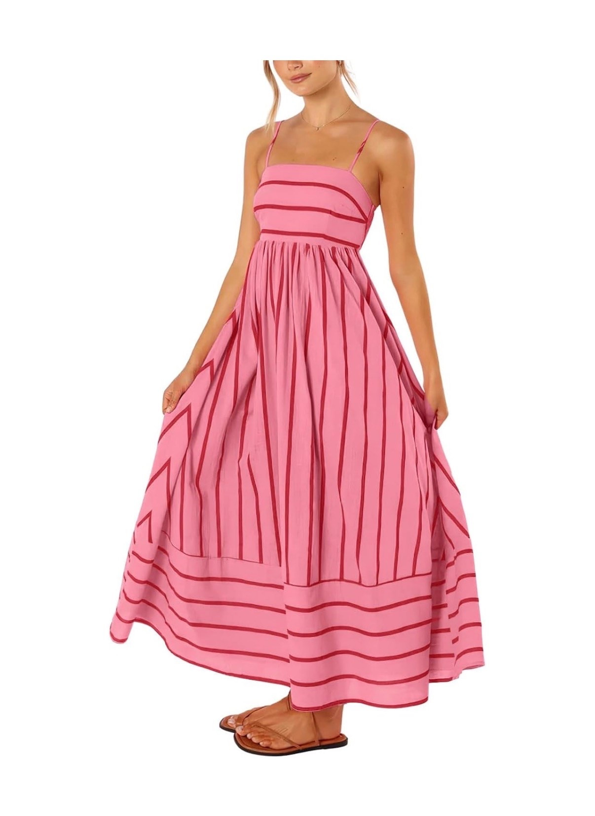 chouyatou Women's Striped Back Smocked Maxi Dress Sexy Spaghetti Strap Cut Out Flowy Swing Long Dress

Perfect Summer dress 
Cute summer dress

#LTKgrwm #LTKootd #LTKmomlife