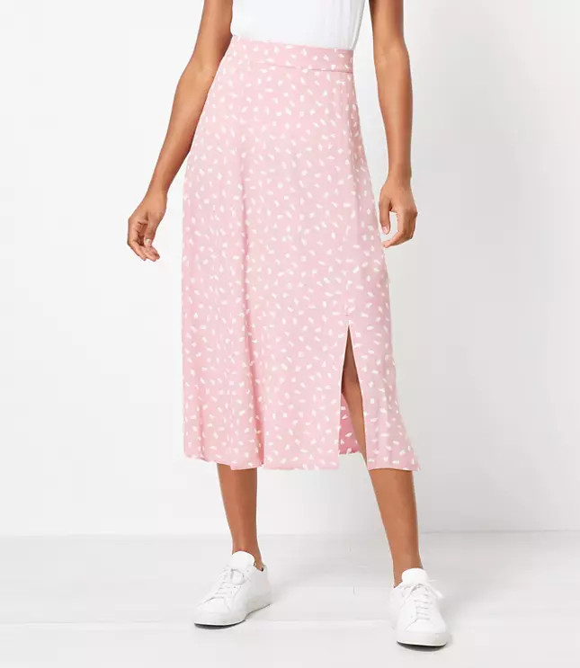 Brushstroke Slit Midi Skirt | LOFT