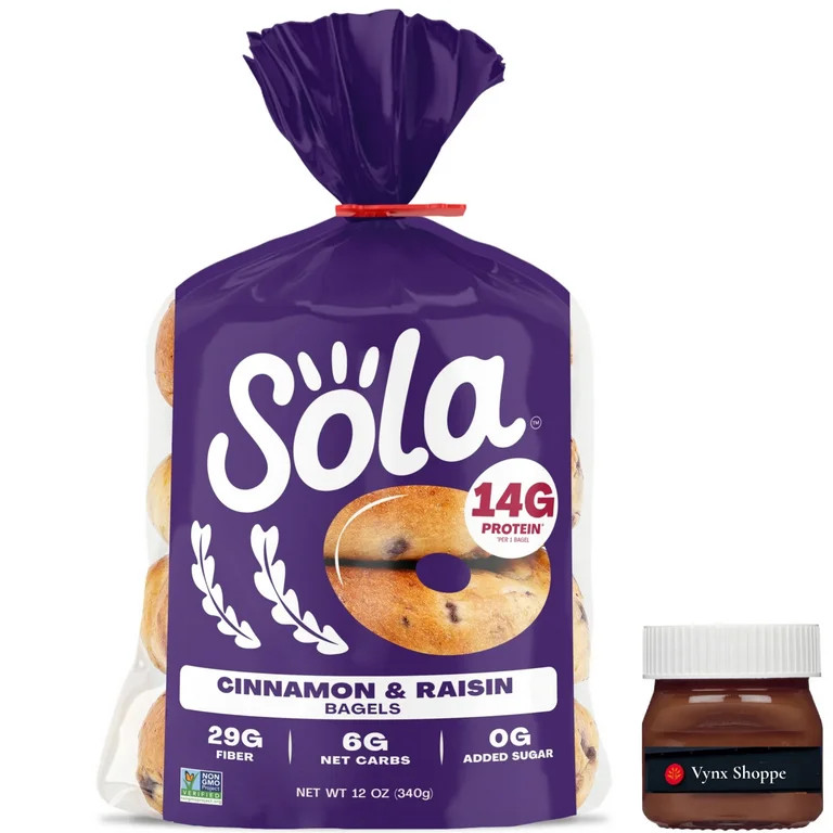 Sola Bread Cinnamon & Raisin Soft Bagels, Non-GMO, 12 oz, 4 Count | Walmart (US)