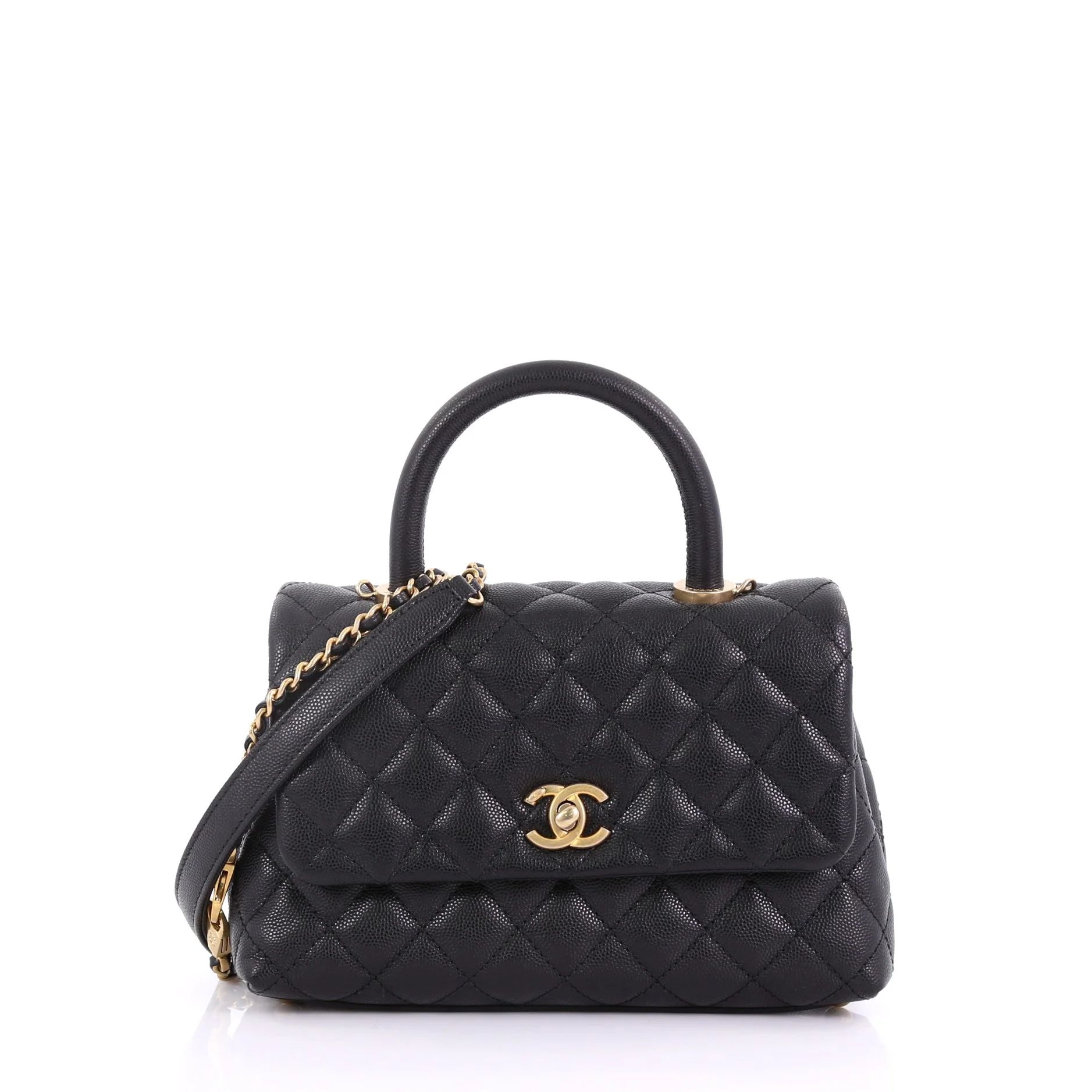 Coco Top Handle Bag Quilted Caviar Mini - Coco Top Handle Bag Quilted Caviar Mini / black | Rebag