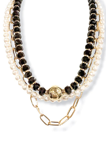 For the Record Black Glass Bead & Multi Layered Necklace | The Willow Tree