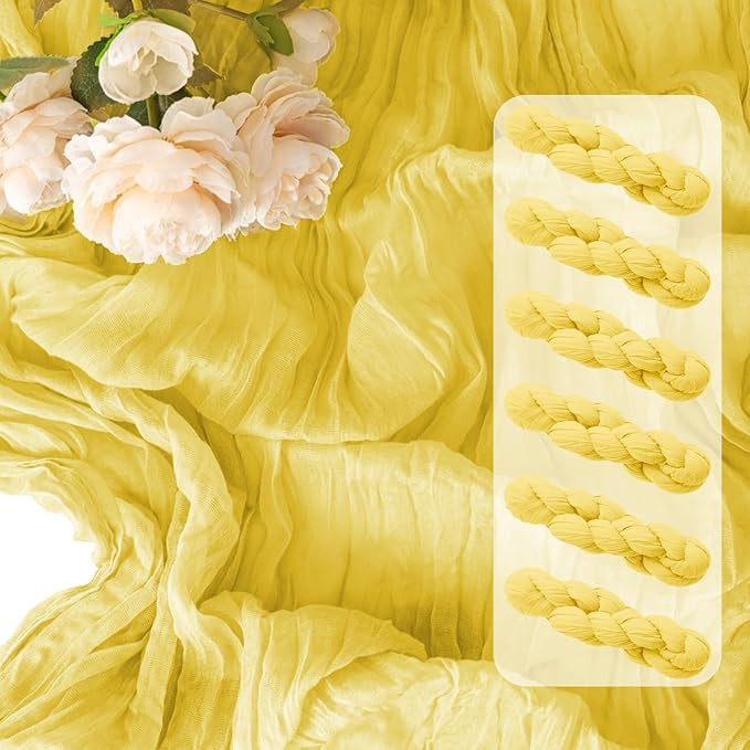 Light Yellow Cheesecloth Table Runner,6 Pack 21x120Inch-Gauze Table Runner Boho Cheese Cloth Tabl... | Amazon (US)