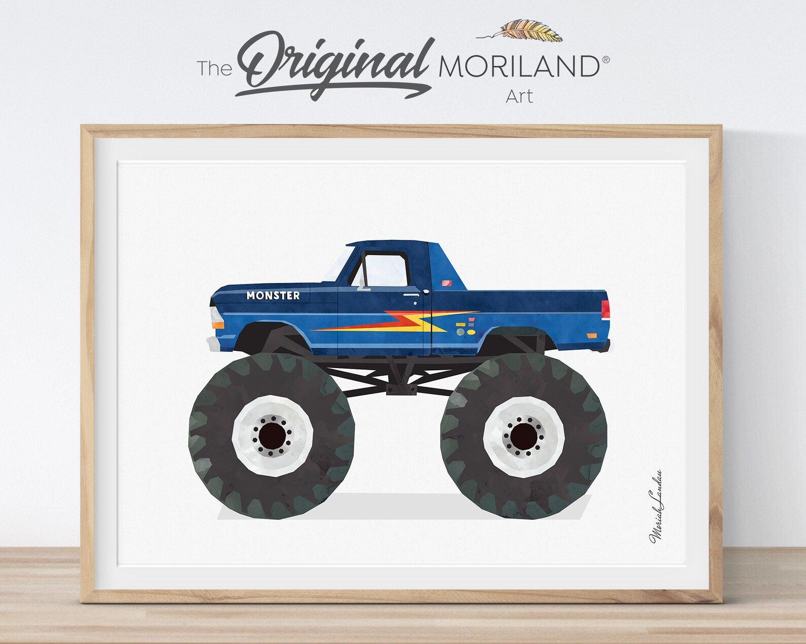 Monster Truck Print, Big Pickup Monster Truck Art, Printable Transportation Art, Boys Nursery Dec... | Etsy (US)