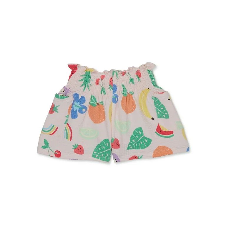 Garanimals Baby Girl Print Seerseucker Knit Smocked Short, Sizes 0-24 Months | Walmart (US)