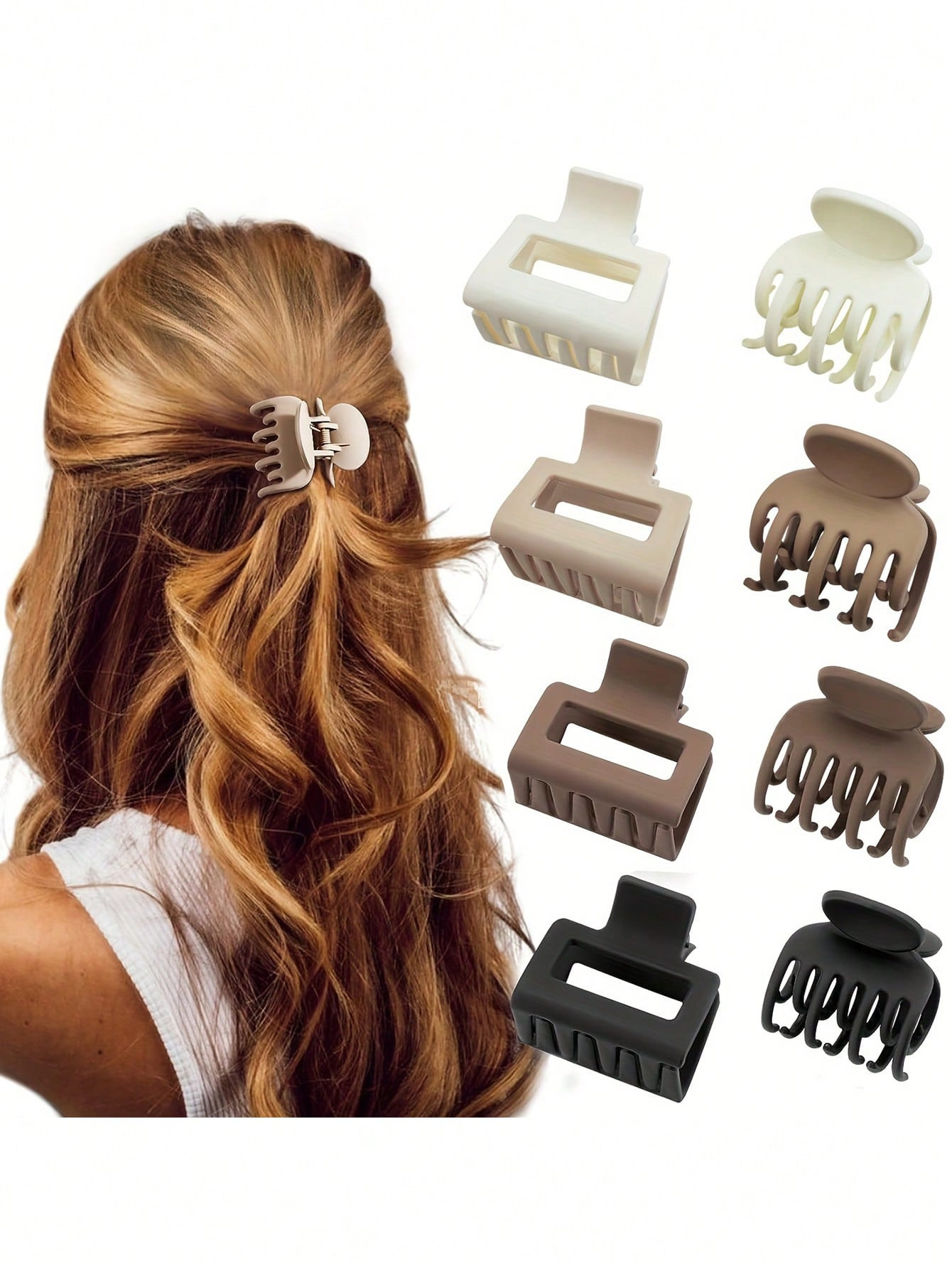 8pcs Women 4cm Coffee Color Mini Hair Claw Clip,Versatile & Simple Hairpin For Everyday Use | SHE... | SHEIN